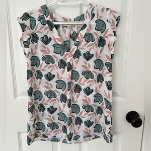 Loft Outlet Floral Print Women's Top - White and Green